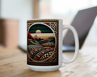 Tazza Bianca In Ceramica 330ml – Scritta “From The River To The Sea Palestine Will Be Free” Con Bordo Rosso