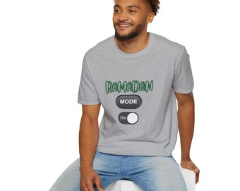 Ramadan Mode On Unisex Softstyle T-Shirt - Ramadan Graphic Tshirt - Muslim Fasting Tshirt - Islamic Holiday Gift - Gift for Her - Gift Him