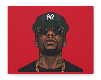 Hip Hop Rapper Portrait Canvas Art, Urban Street Music Wall Decor