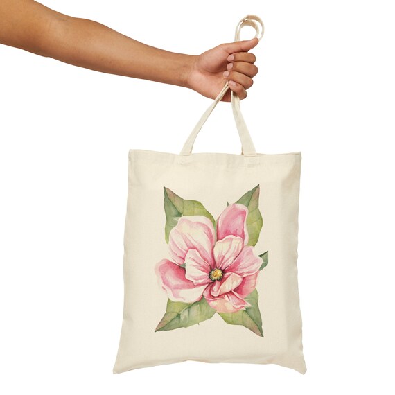 Magnolia Canvas Tote Florale Baumwolltasche Art Tote Bag Magnolia Flower Bag Botanische Tasche Personalisierte Geschenktasche Geschenk fur sie Etsy