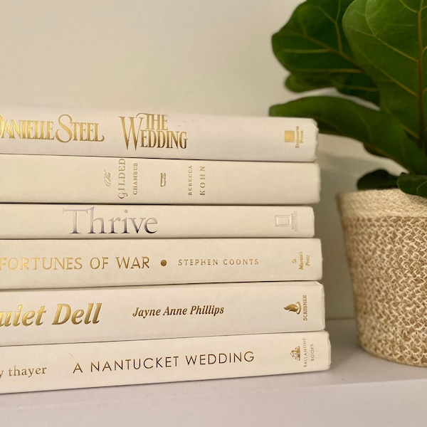 White Decorative Books Etsy