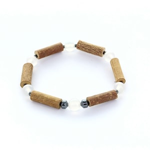 Bracelet en noisetier et pierre de Calcédoine bleue et Cristal de Roche Hazelwood pour femme