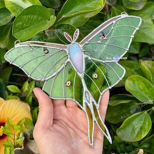 Luna Moth Suncatcher Luna Moth Butterfly Stained Glass Window Hanging Butterfly Lover Gift Christmas Gift Christmas Ornament Gift For Mom