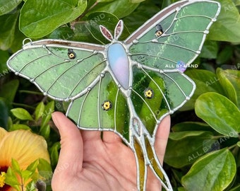 Luna Moth Suncatcher Luna Moth Butterfly Stained Glass Window Hanging Butterfly Lover Gift Christmas Gift Christmas Ornament Gift For Mom