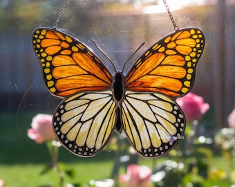 Handmade Monarch Butterfly Stained Glass Nature Inspired Gift Butterfly Suncatcher Window Decor Unique Gift for Nature Lover Butterfly Lover