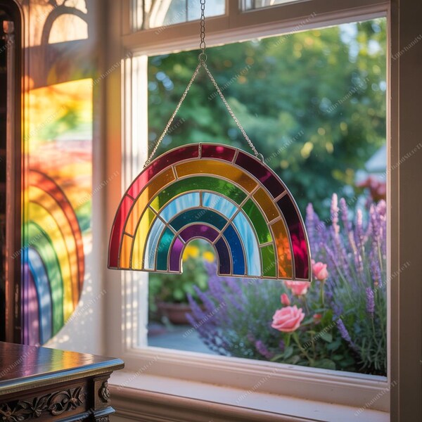 Stained Glass Rainbow Heart Etsy
