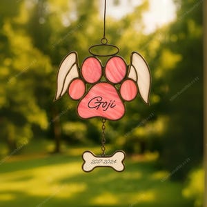 Pet Memorial Stained Glass Cat Memorial Gift Pet SunCatcher Paw Print Memorial Hand Painted Pet Remembrance Gift Pet Sympathy Paw Ornament