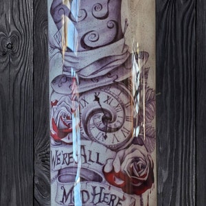 Mad hatter tumbler - Alice in wonderland - we&#39;re all mad here tumbler - Mad Hatter - Custom Tumbler