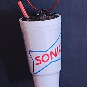 Sonic Footlong Hotdog Ornament, Sonic Cherry Limeade, Sonic Chocolate Shake, Mini Tabletop Tree Ornament, *Super Rare & Very Hard to Find*