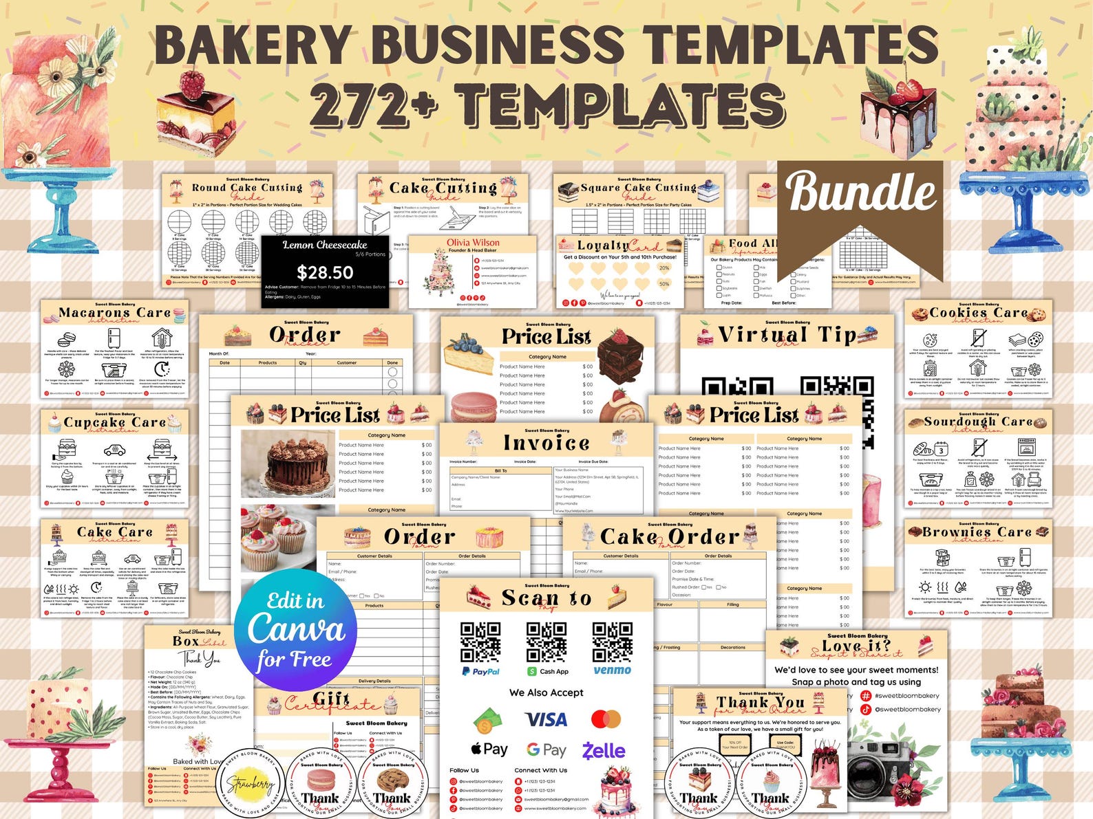 Editable Bakery Business Templates Bundle (digital Download) - Etsy