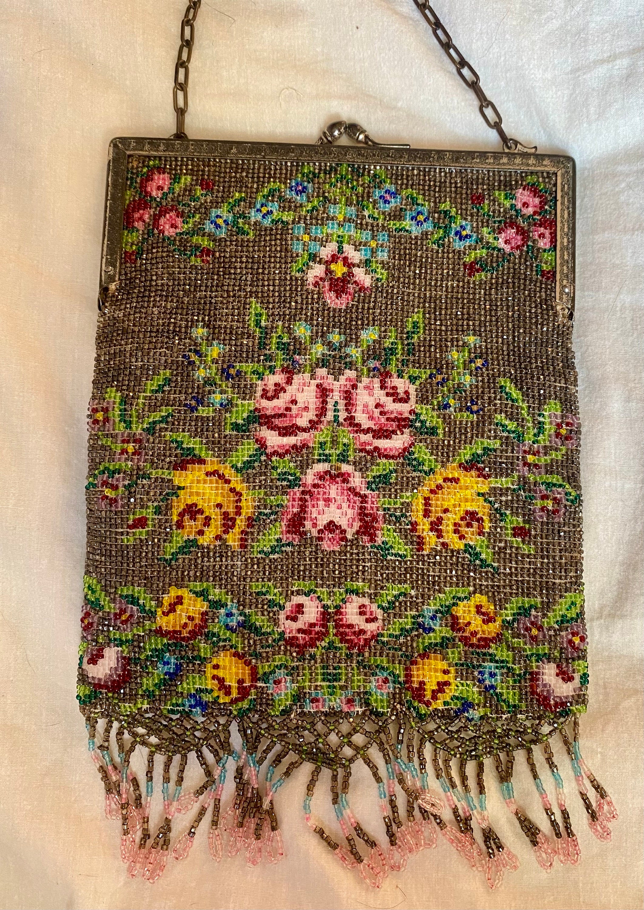 アンティーク　マイクロビーズ　ハンドバッグ アンティークガラスマイクロビーズハンドバッグ - Etsy 日本