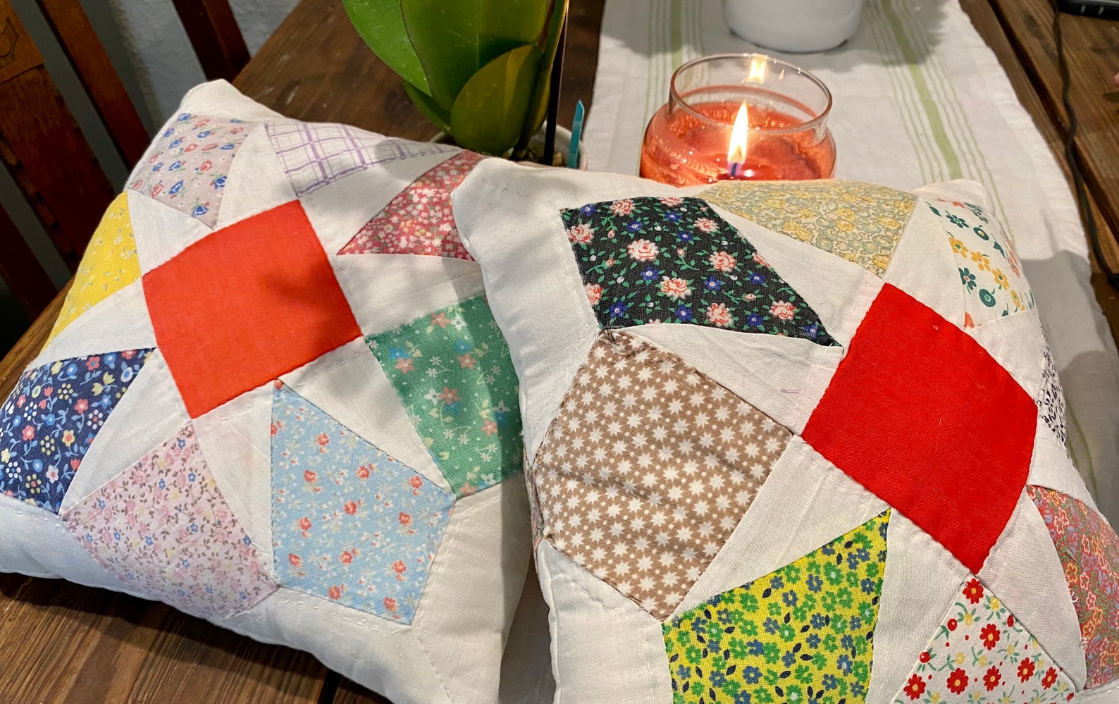 Antique Quilt Repurposed Throw Pillows Etsy