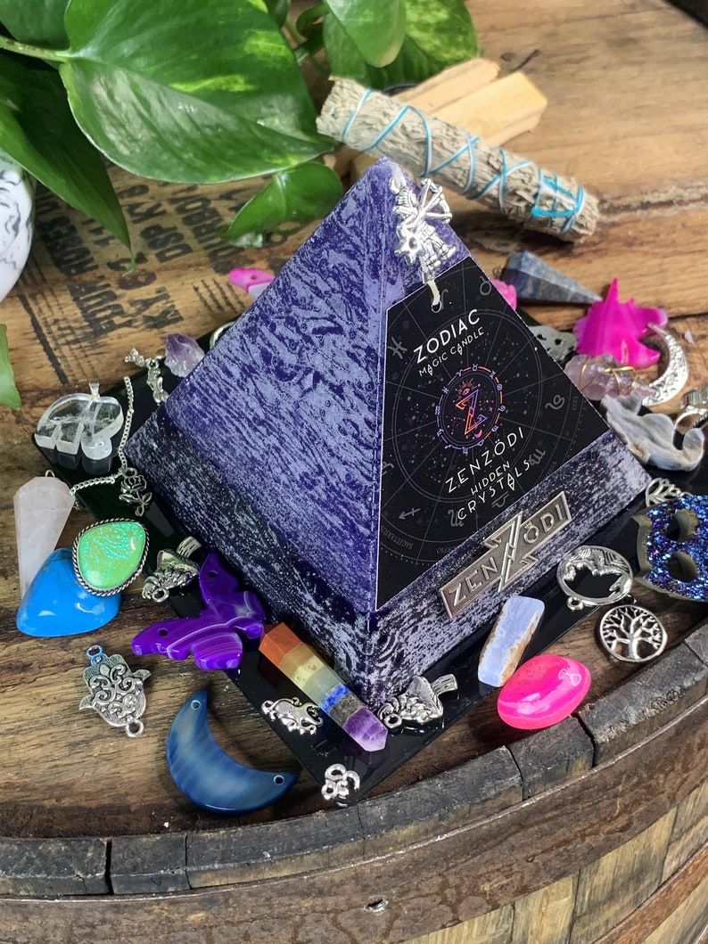 Taurus Zodiac Crystal Candle Pyramid Candle Gift Hidden Etsy
