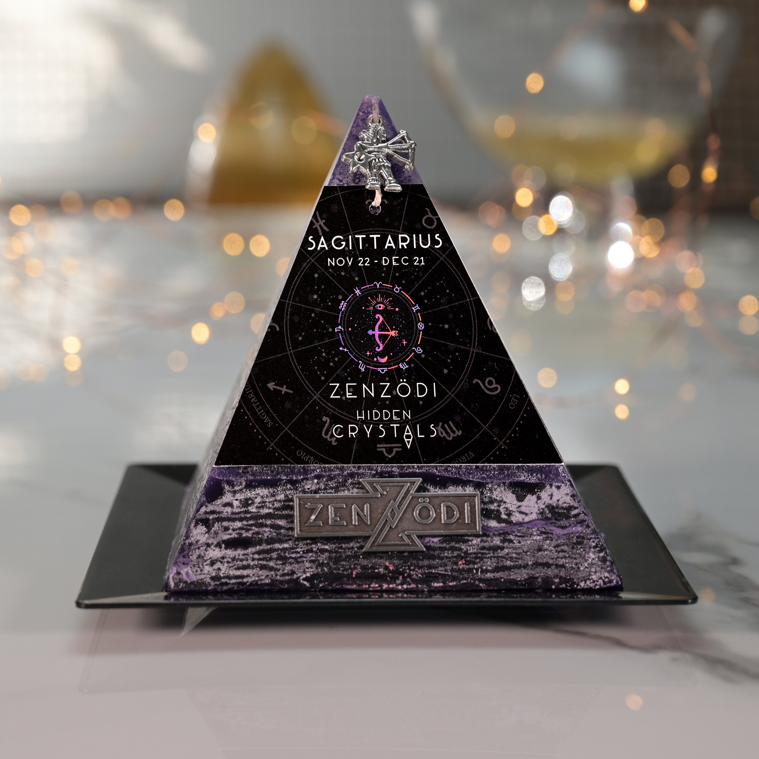 Sagittarius Lavender Hidden Crystal Pyramid Zodiac Candle Etsy
