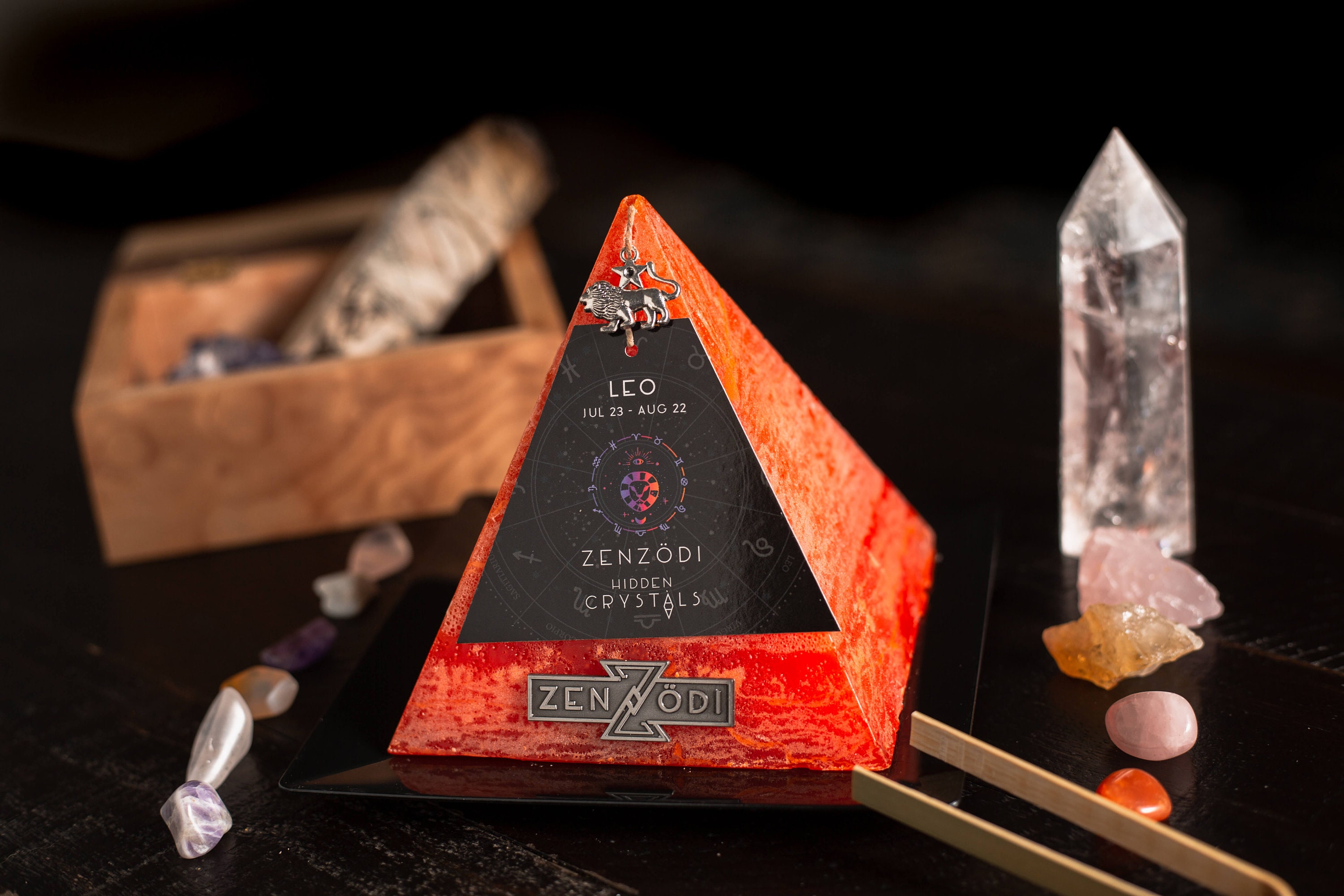 Leo Hidden Crystal Pyramid Zodiac Candle Cool Unique Birthday Etsy