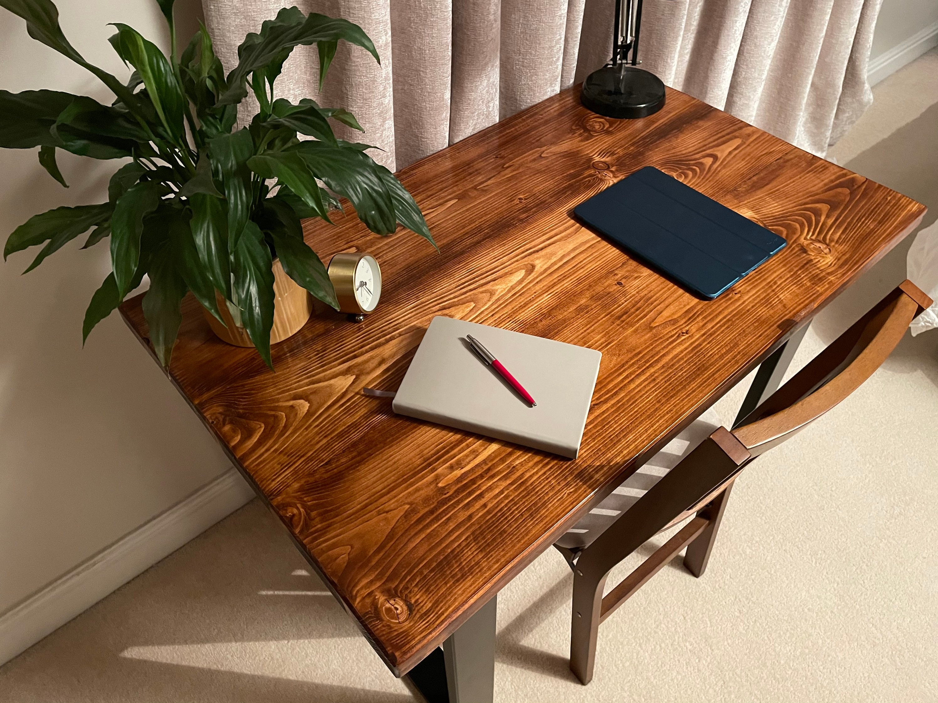 Handmade Reclaimed Wooden Desk With Black Industrial Steel Etsy UK