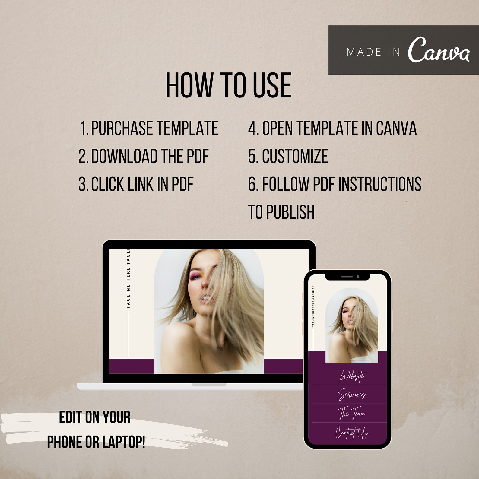 Instagram Link in Bio Template Blogger Templates Made in Canva Mini
