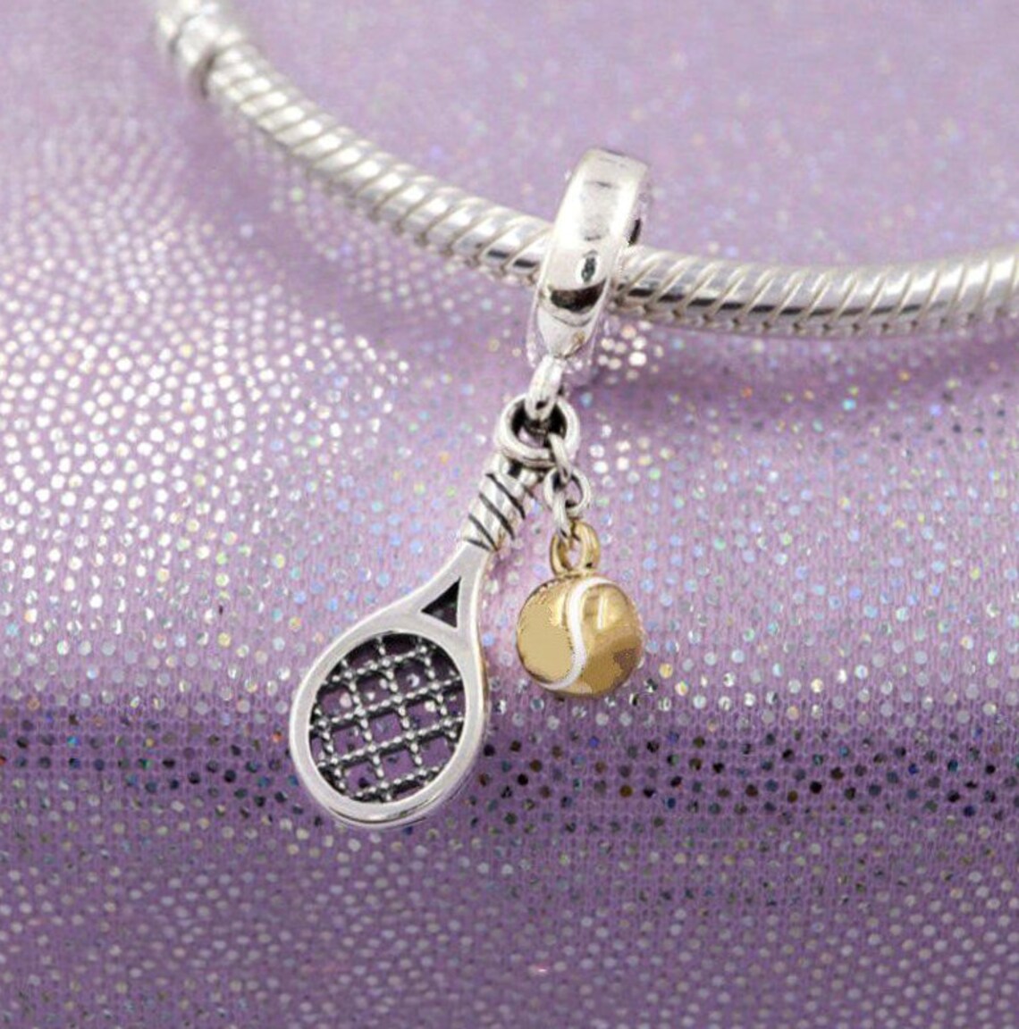 925 Sterling Silver Tennis Racket & Ball Dangle Charm for Etsy