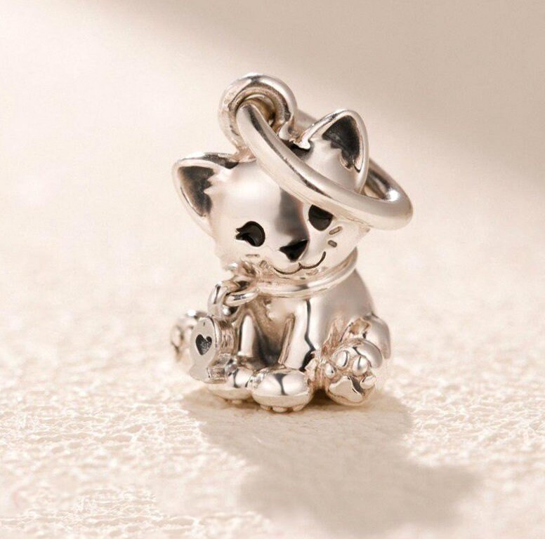 925 Sterling Silver Sweet Cat Dangle Charm for Pandora Charm Etsy