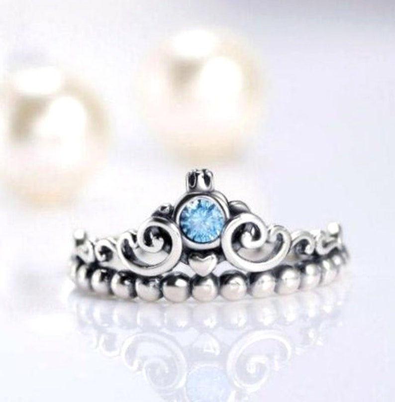 Disney Cinderella Blue Tiara Ring Pandora 925 Sterling Silver Etsy