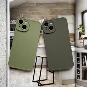 Newest Trendy Colour Green Olive Matte Dark Grey Matte Plain iPhone case | Available for iPhone 15 series now!!