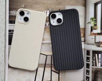 Gewebtes Muster Geflochtene Textur Stoßfest Soft Tee Weiß Schwarz Ästhetische Minimalist Weave Phone Case für iPhone 15 14 Pro iPhone 13 12 11