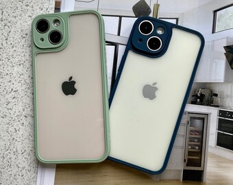 Protector de silicona a prueba de golpes Parachoques Verde Mate Azul Marino Claro Funda para iPhone / ¡Disponible para la serie iPhone 15 ahora!