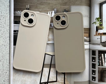 Newest Trendy Colour Tea White Matte and Pale Grey Matte Plain iPhone case | Available for iPhone 15 series now!!