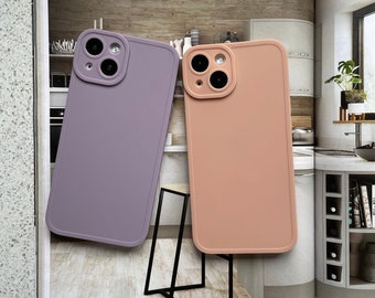 Trendy Colour Purple Lavender Matte and Pink Peach Matte Plain iPhone case | Available for iPhone 15 series now!!