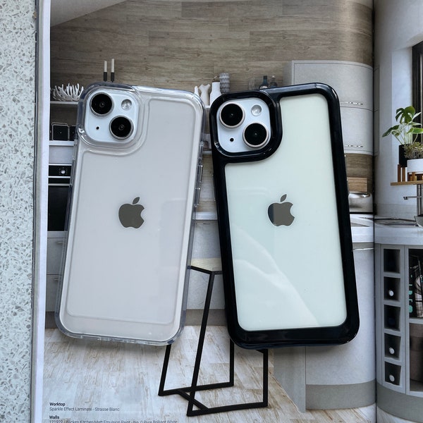 Shockproof Black Clear Transparent Clear iPhone Case | Available for iPhone 14 series now!