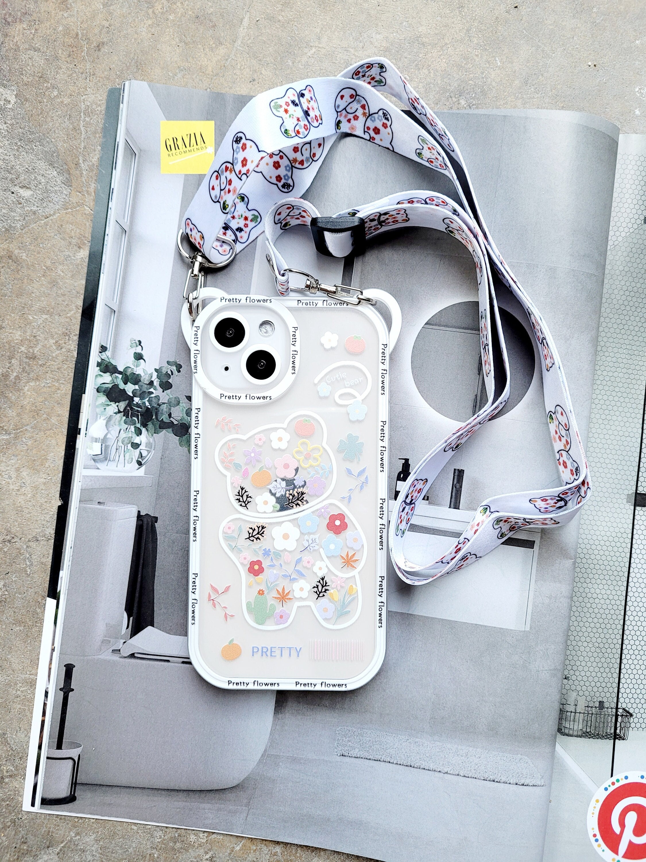 Kawaii Flower Bear and Bunny 3D Kawaii Pastel Phone Charms Pastel