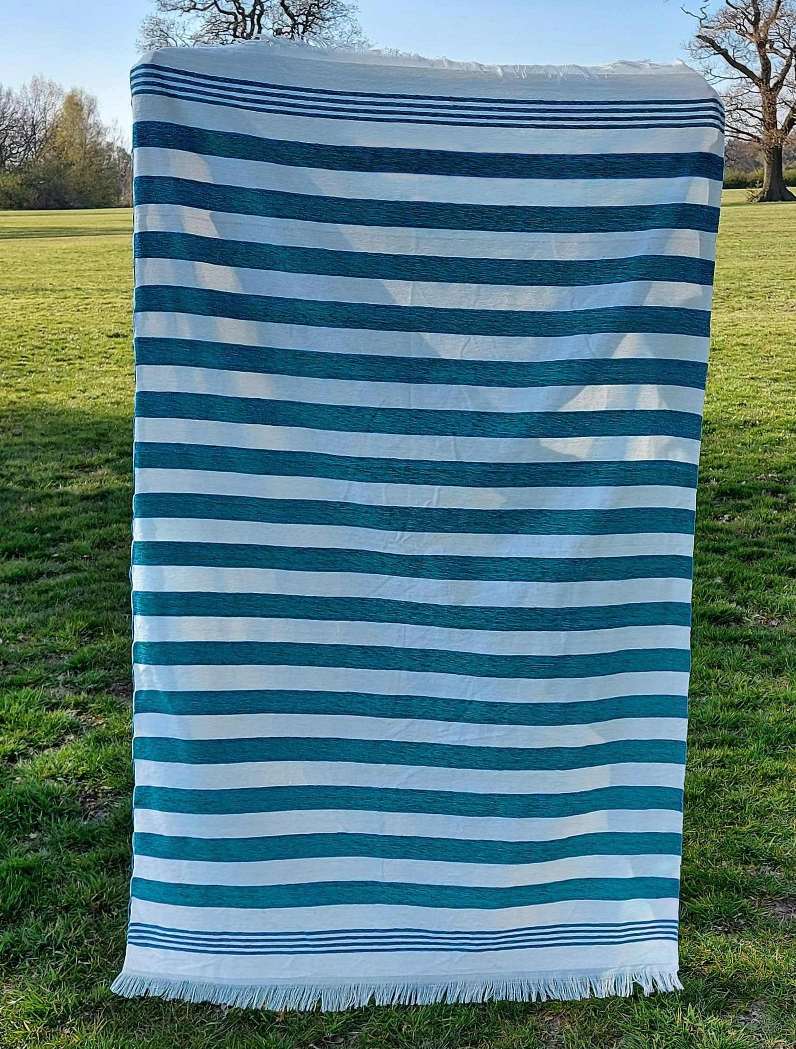 Teal Striped Beach Towel Extra Large 100cm X 160cm Super Etsy UK