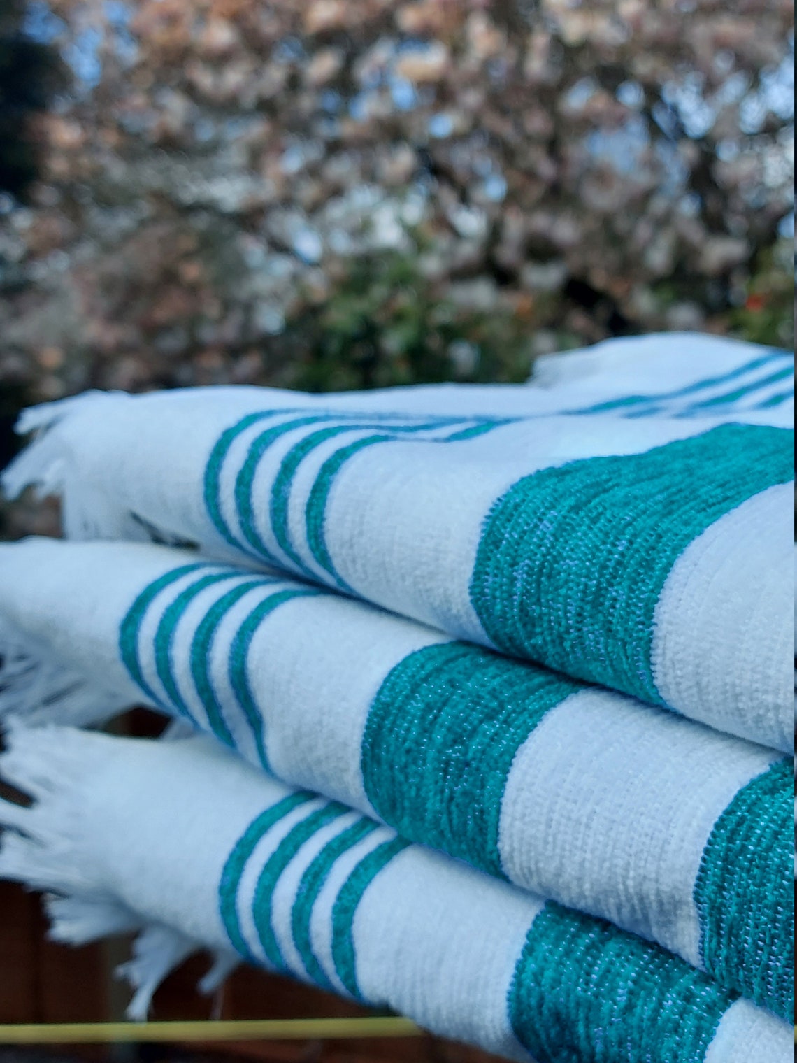 Teal Striped Beach Towel Extra Large 100cm X 160cm Super Etsy UK