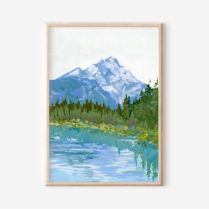 Cascade Mountain Watercolor Print, Banff Mountain Painting, Alberta Landscape Artwork, National Park Mountain Art, Farmhouse Giclee Decor