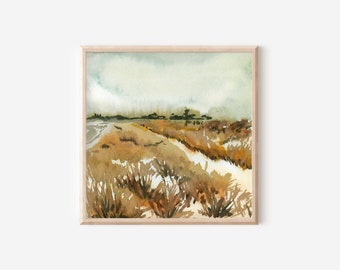 Winter Meadows, Meadows Print,  Prairie Print,  Meadows Painting, Prairie Painting, Winter Painting, Watercolor Painting, Grassy Painting