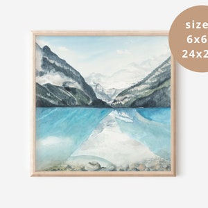 Lake Louise Watercolor Print, Banff Mountain Landscape Painting, Canadian Rockies Artwork, National Park Wall Art, Turquoise Lake Giclee Art