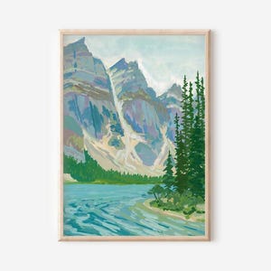 Moraine Lake Watercolor Print, Banff Painting, Alberta Art Print, Mountain Giclee, Lake Artwork, Canadian Landscape Art, Lake Louise Nature