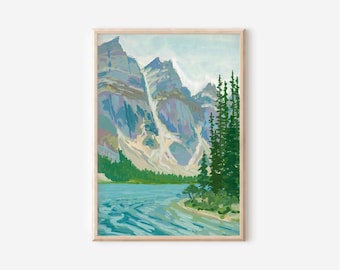 Moraine Lake Watercolor Print, Banff National Park Painting, Alberta Nature Wall Art, Canadian Rocky Mountains Landscape Giclee Artwork