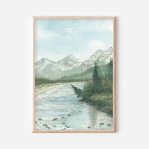 Elbow River Print, Elbow River Painting, Kananaskis Print, Kananaskis Painting, Banff Print, Banff Painting, Mountain Print, Mountain Art