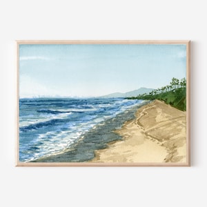 Tamarack Beach Art Print, Carlsbad Beach Coastal Wall Art, California Watercolor Seascape Painting, Ocean Seaside Landscape Giclee Artwork