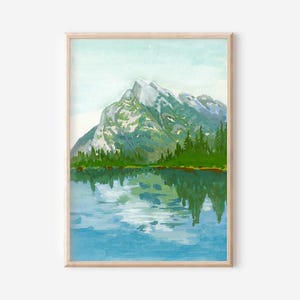 Mount Rundle Watercolor Print, Banff Mountain Painting, Alberta Landscape Artwork, National Park Mountain Art, Farmhouse Giclee Wall Decor