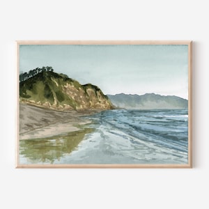 Torrey Pines Beach Art Print, San Diego Coastal Wall Art, California Watercolor Seascape Painting, Ocean Seaside Landscape Giclee Art Poster