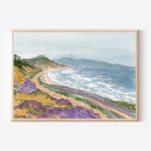 Del Mar Sea Cliff Küsten Kunstdruck, San Diego Seaside Aquarell Malerei, Kalifornien Ozean Wandkunst, Torrey Pines Beach Giclee Art Poster