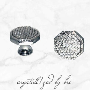 Austrian Crystal Cabinet Pull Knobs Bling Chrome Octagon Crystallized Home Decor Bedazzled Door Hardware
