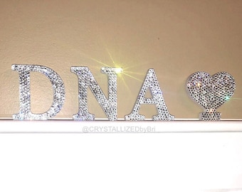 Cristal autrichien personnalisé 3" lettre autoportante en bois Bling décoration d'intérieur monogramme initiale nom éblouissant mariage chambre de bébé douche nuptiale