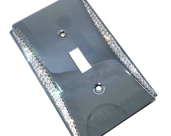 Plaque d'interrupteur chromée bling bling en cristal autrichien, simple ou double, décoration d'intérieur à bascule, 1 ou 2 groupes, lumière éblouissante cristallisée Brainerd Upton