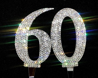 Custom Austrian Crystal Cake Numbers Digits 0-9 Crystallized Bling Wedding Decor Birthday Party Bedazzled Anniversary Years Age Cake Topper