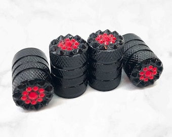Ensemble de bouchons de valve de voiture en cristal autrichien pour toutes les voitures, roue cristallisée personnalisée bling, accessoires auto éblouis, jantes universelles, étoile chromée noire