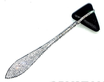 Custom Austrian Crystal Reflex Hammer Bling Medical Doctor Nurse Crystallized Bedazzled Black Embellished Med Student Chrome Rhinestone