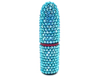 Tube de rouge à lèvres en cristal autrichien rehaussé d'accessoires éblouissants de couleur pour les lèvres de maquillage bling véritable cristallisé